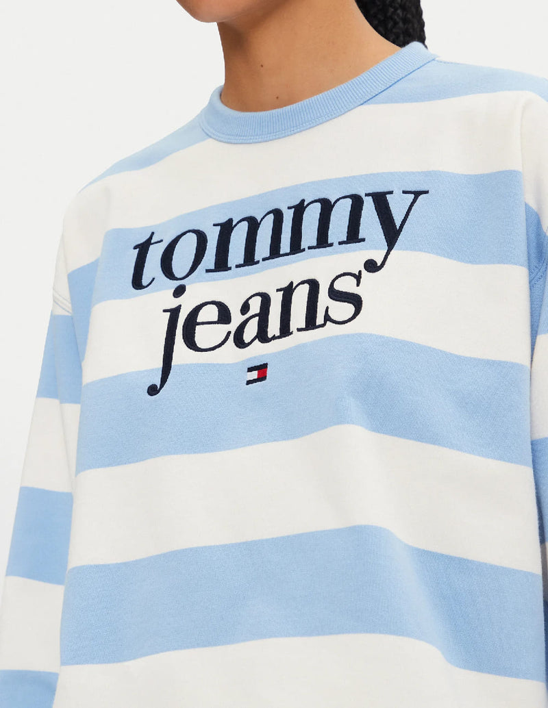 Sudadera Tommy Jeans de Rayas Azul y Blanca Mujer