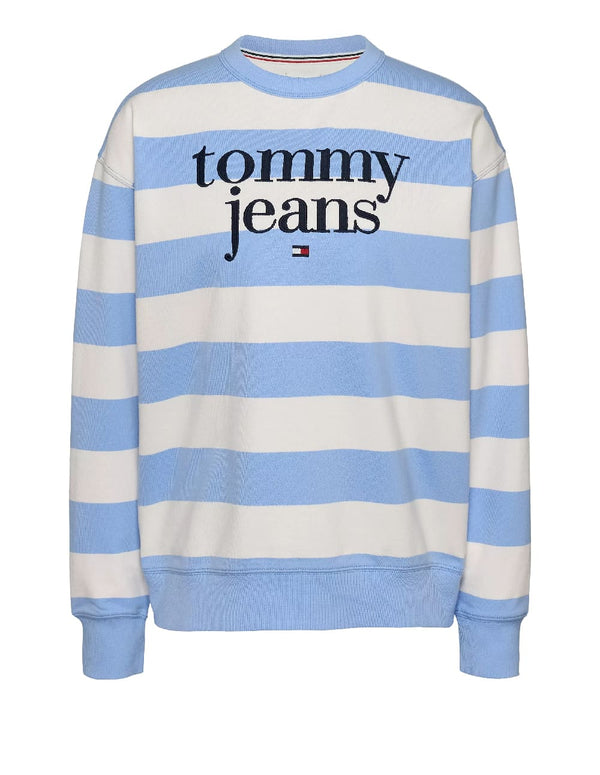 Sudadera Tommy Jeans de Rayas Azul y Blanca Mujer