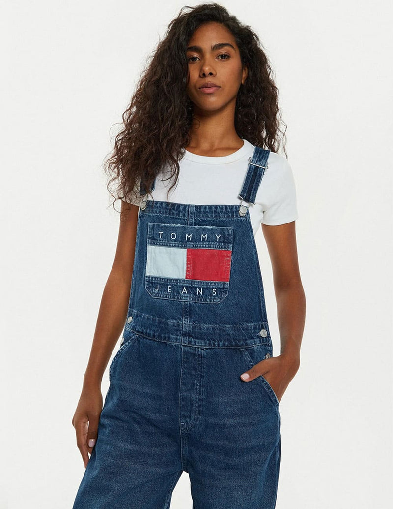 Peto Vaquero Tommy Jeans con Logo Azul Mujer