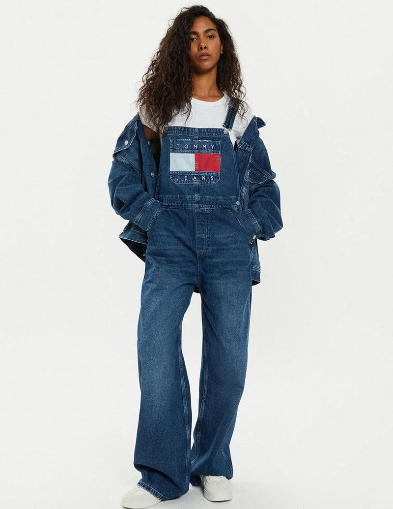 Peto Vaquero Tommy Jeans con Logo Azul Mujer