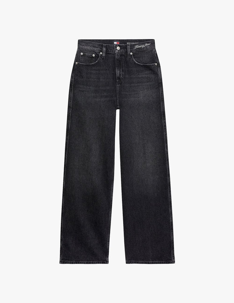 Pantalón Vaquero Tommy Jeans Betsy con Purpurina Negro Mujer