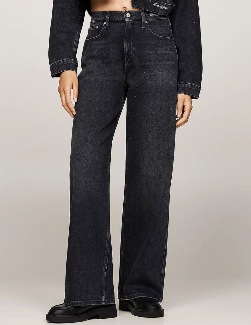 Pantalón Vaquero Tommy Jeans Betsy con Purpurina Negro Mujer