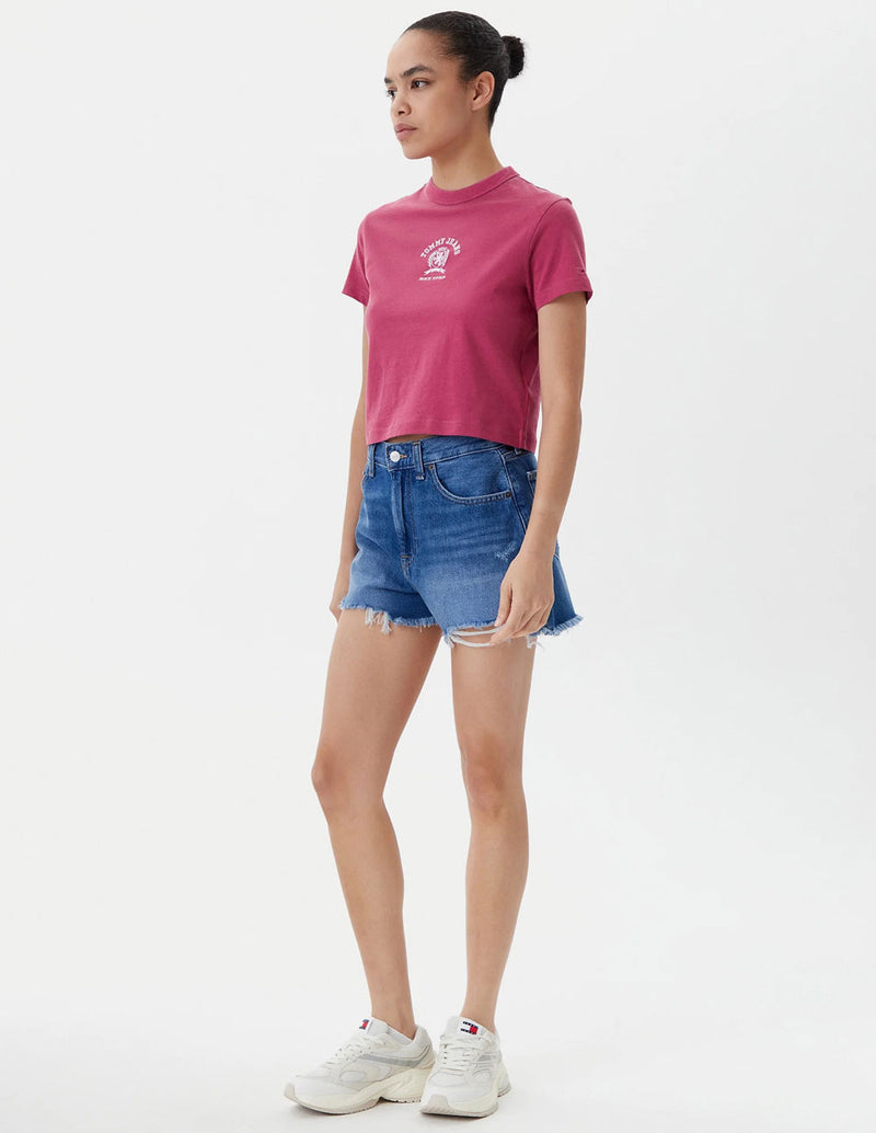 Pantalón Corto Vaquero Tommy Jeans con Logo Azul Mujer