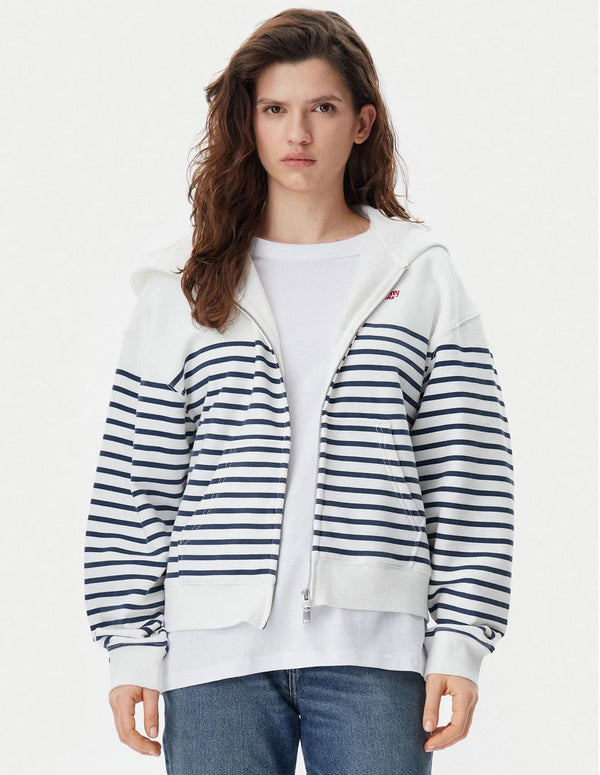 Chaqueta Tommy Jeans Logo Script Blanca y Azul Mujer