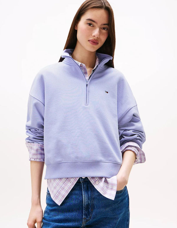 Sudadera Tommy Jeans Half Zip Morada Mujer