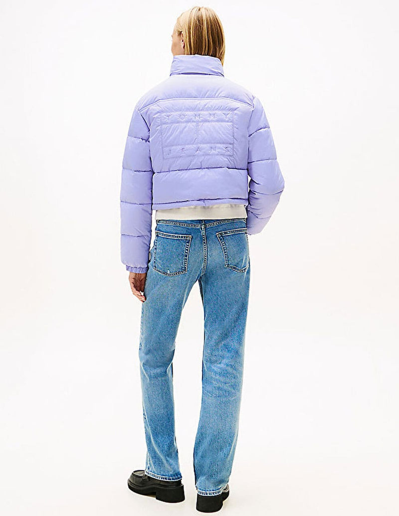 Plumas Tommy Jeans con Logo Morado Mujer