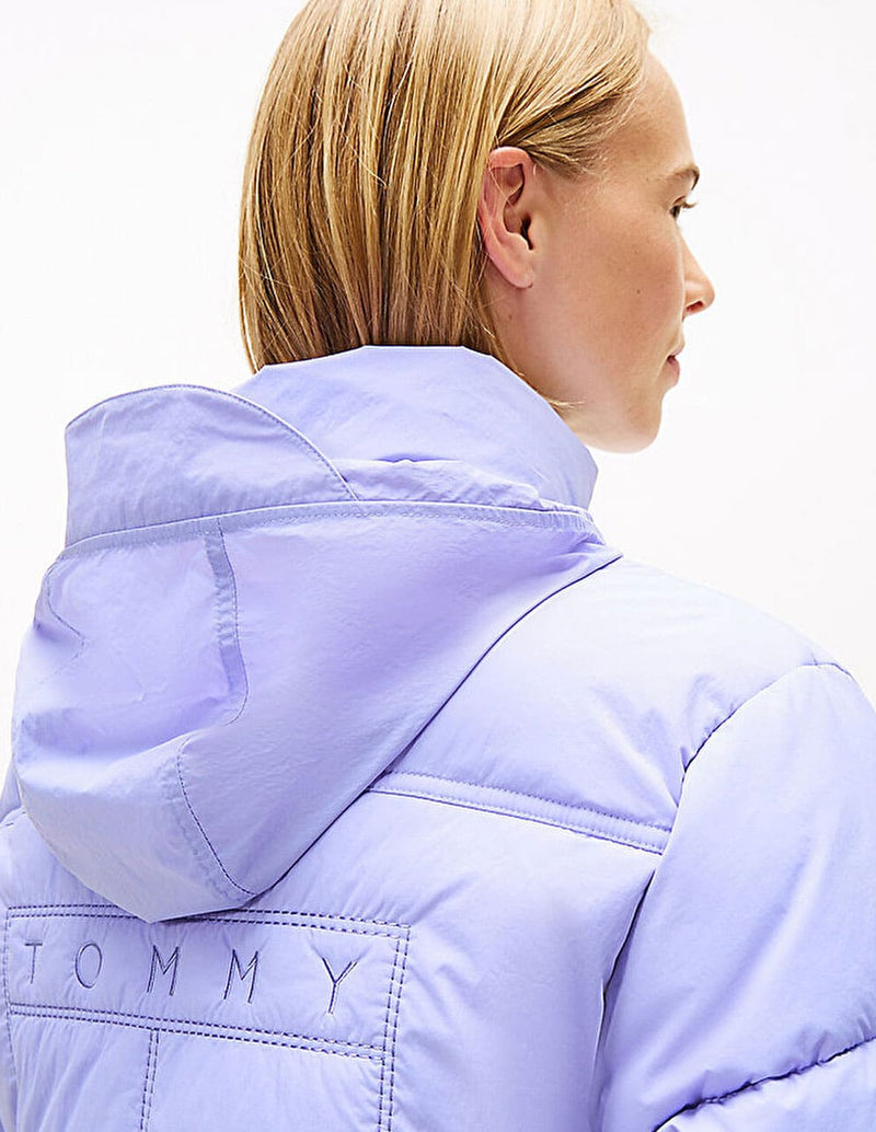 Plumas Tommy Jeans con Logo Morado Mujer
