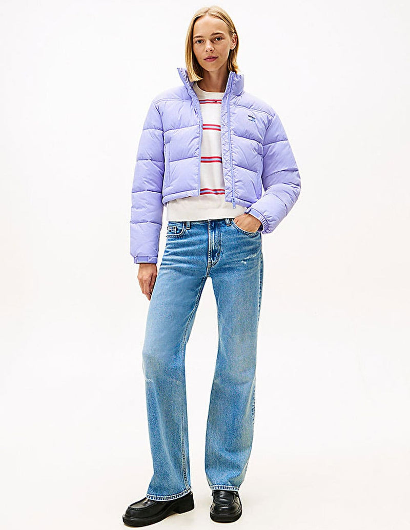 Plumas Tommy Jeans con Logo Morado Mujer