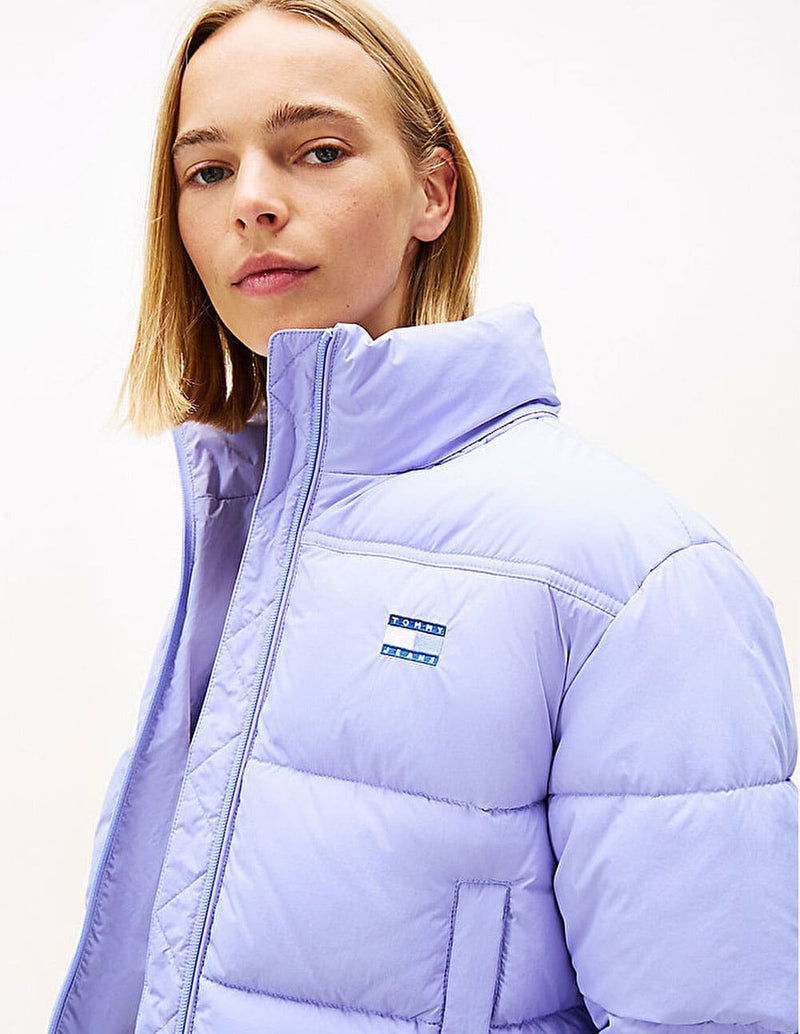 Plumas Tommy Jeans con Logo Morado Mujer