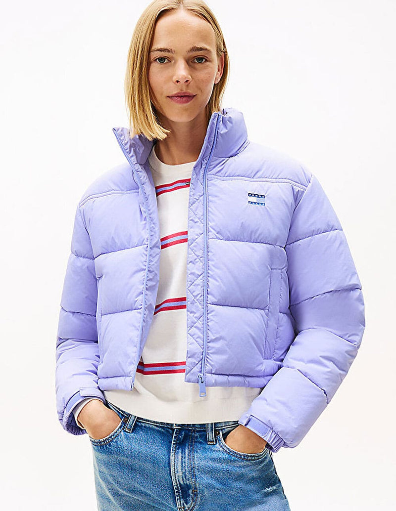 Plumas Tommy Jeans con Logo Morado Mujer