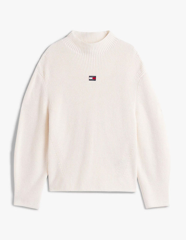 Jersey Tommy Jeans con Cuello Perkins Beige Mujer