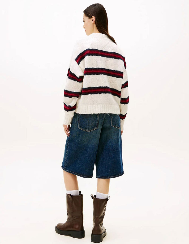 Jersey Tommy Jeans de Rayas Beige Mujer