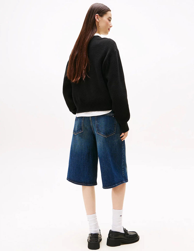 Jersey Tommy Jeans Jaspeado con Logo Negro Mujer