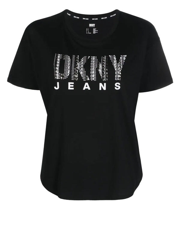 Camiseta Donna Karan con Logo Negra Mujer