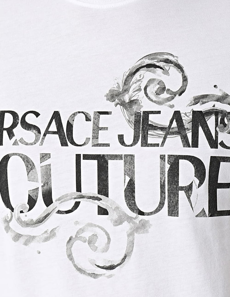 Camiseta Versace Jeans Couture con Logo Watercolour Blanca Hombre