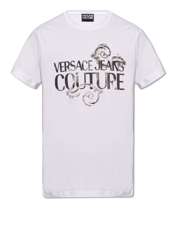 Camiseta Versace Jeans Couture con Logo Watercolour Blanca Hombre