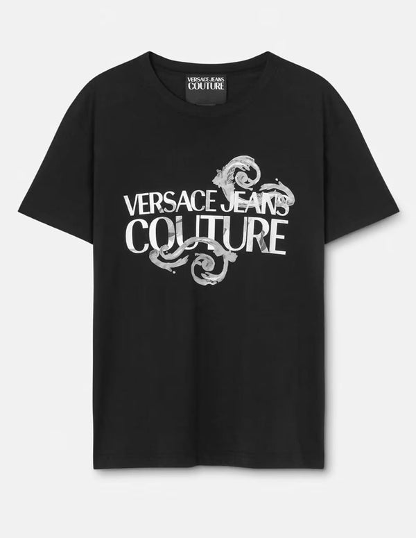 Camiseta Versace Jeans Couture con Logo Watercolour Negra Hombre