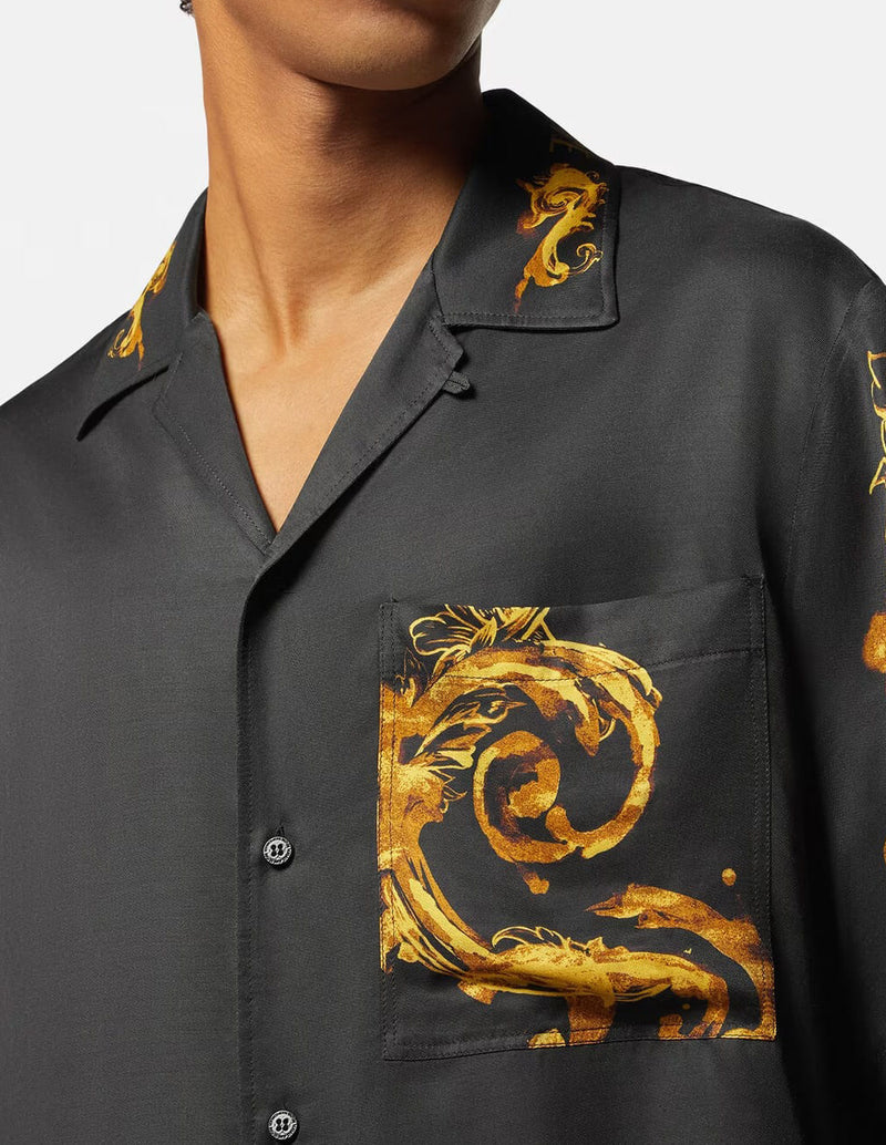 Camisa Versace Jeans Couture Watercolour Couture Negra Hombre