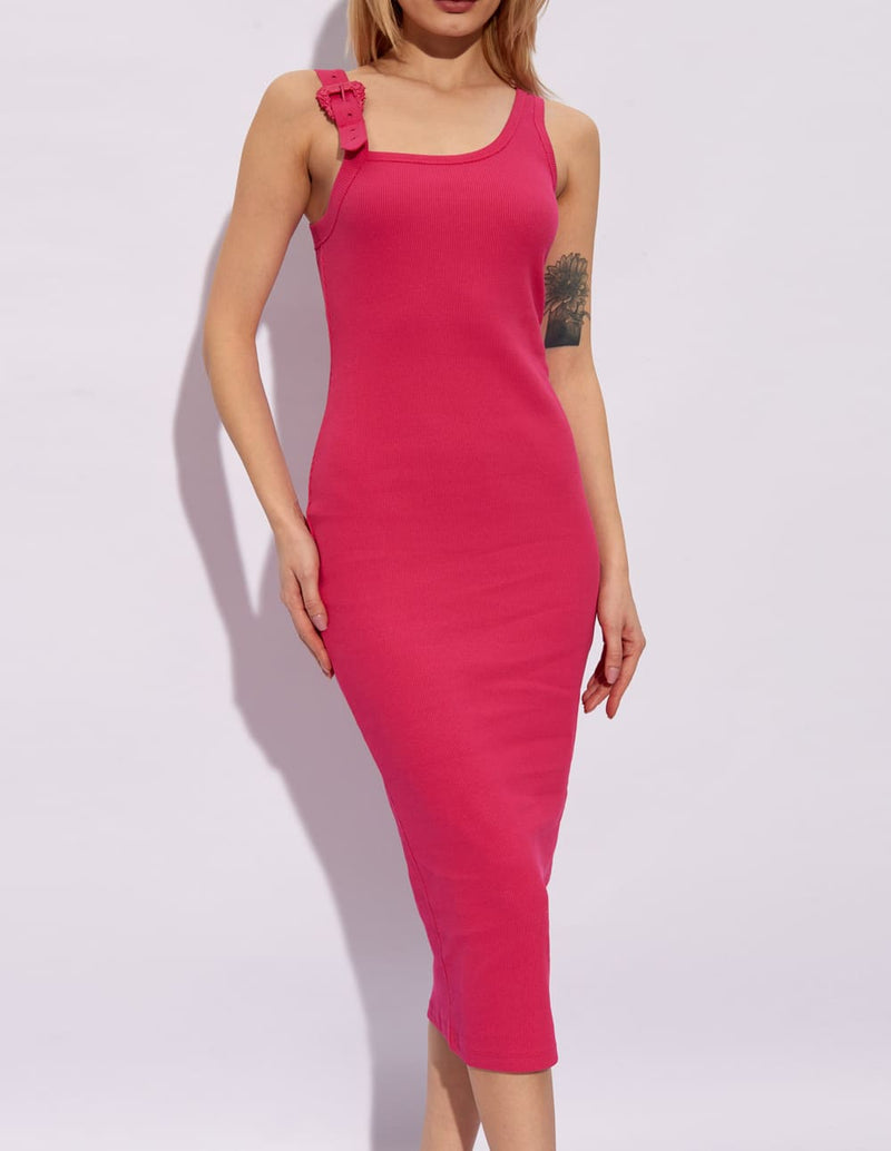 Vestido Versace Jeans Couture con Hebilla Baroque Rosa Mujer