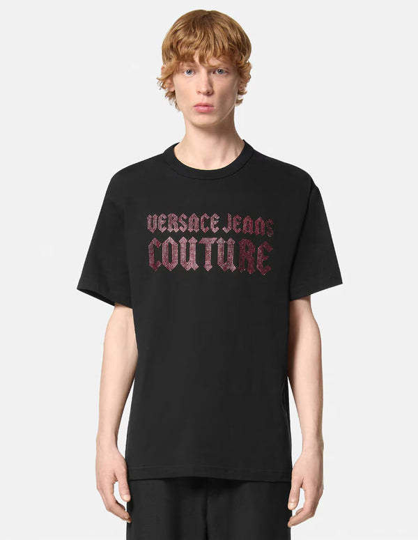 Camiseta Versace Jeans Couture con Logo con Cristales Negra Hombre