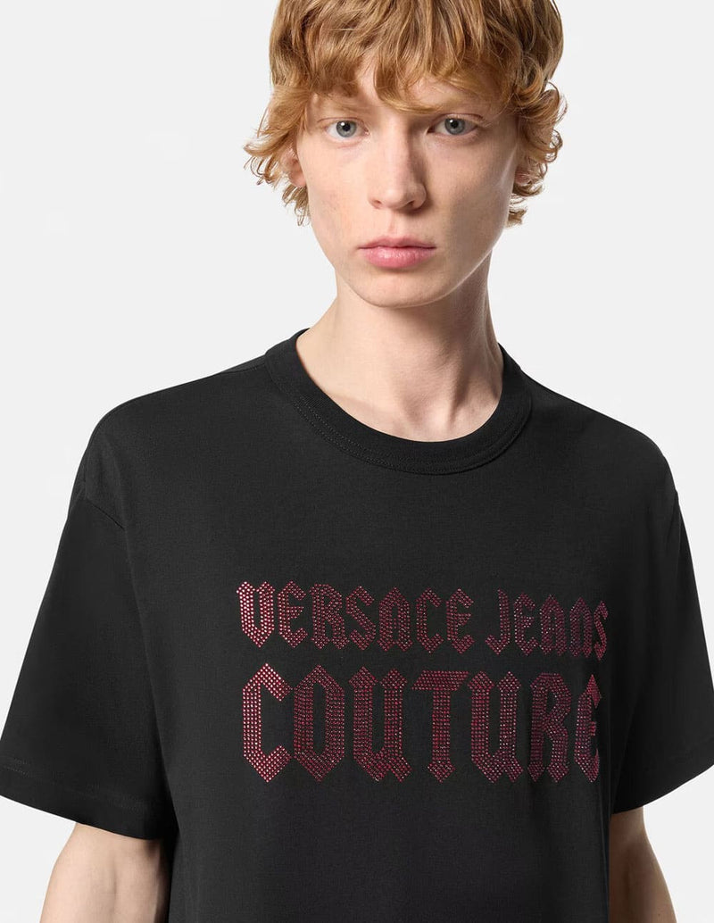 Camiseta Versace Jeans Couture con Logo con Cristales Negra Hombre