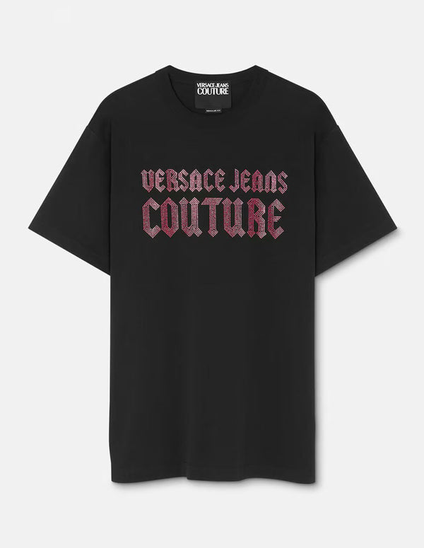 Camiseta Versace Jeans Couture con Logo con Cristales Negra Hombre