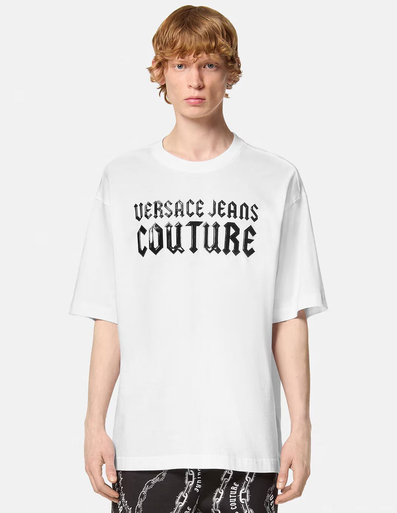 Camiseta Versace Jeans Couture con Logo Gótico Blanca Hombre