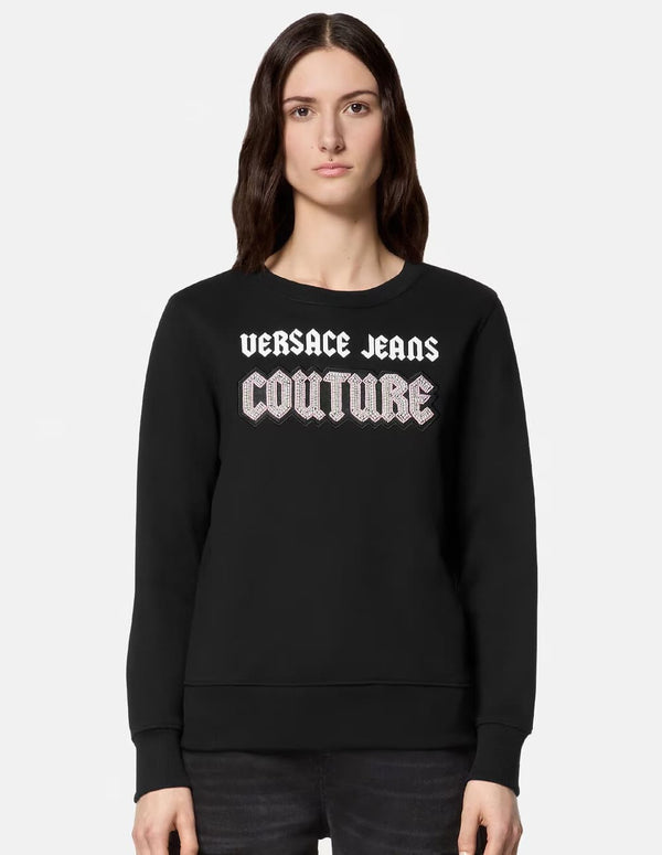 Sudadera Versace Jeans Couture con Logo Gótico Negra Mujer