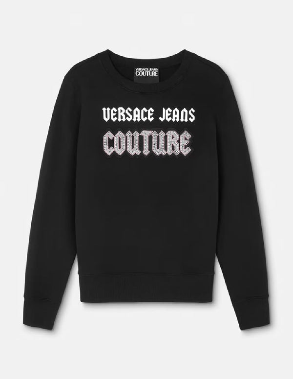 Sudadera Versace Jeans Couture con Logo Gótico Negra Mujer