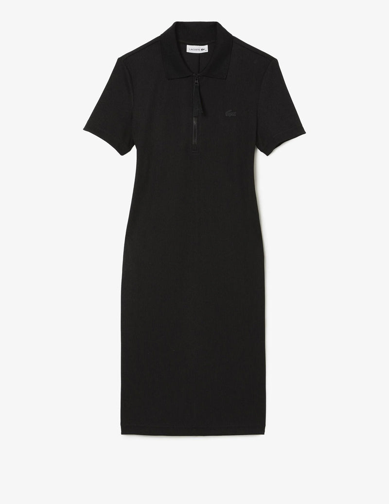 Vestido Lacoste con Cuello Tipo Polo Negro Mujer