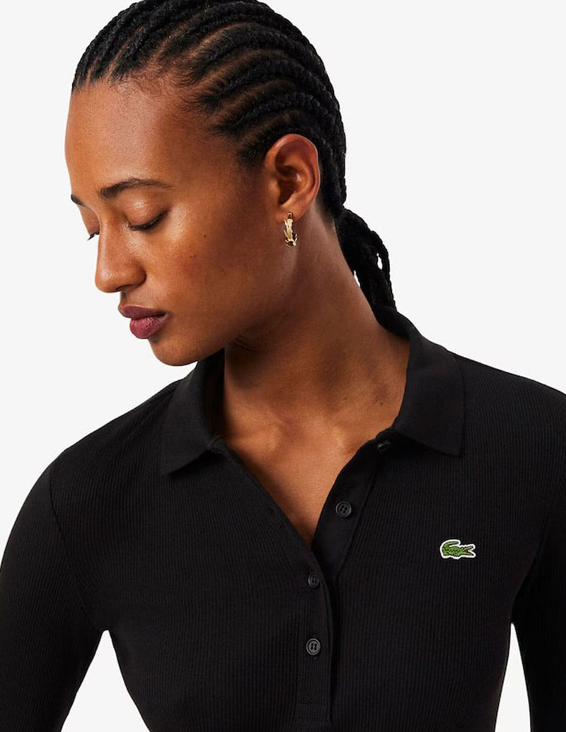 Vestido Lacoste de Canalé Negro Mujer