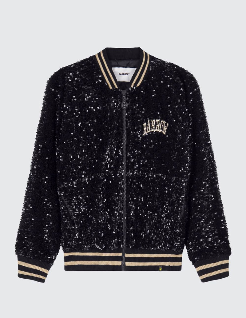 Chaqueta BARROW Varsity con Lentejuelas Negra Mujer