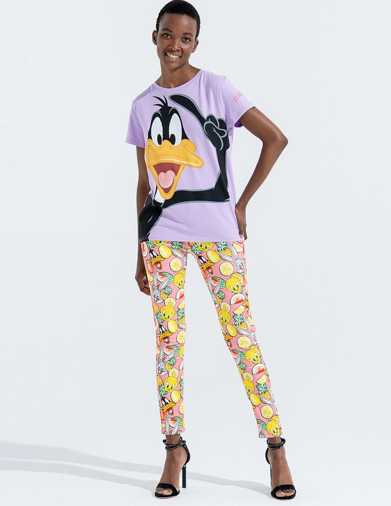 FRACOMINA Over Fit T-shirt with Purple Looney Tunes Print Women