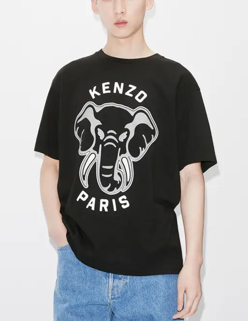 Camiseta Kenzo Elephant Varsity Jungle Negra Hombre