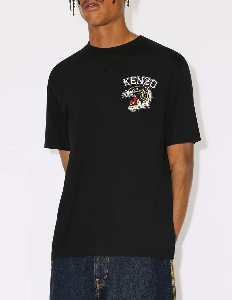 Camiseta Kenzo Tiger Varsity Jungle con Bordado Negra Hombre