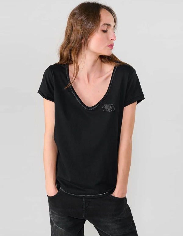 Camiseta Le Temps des Cerises Digori con Estampado Negra Mujer