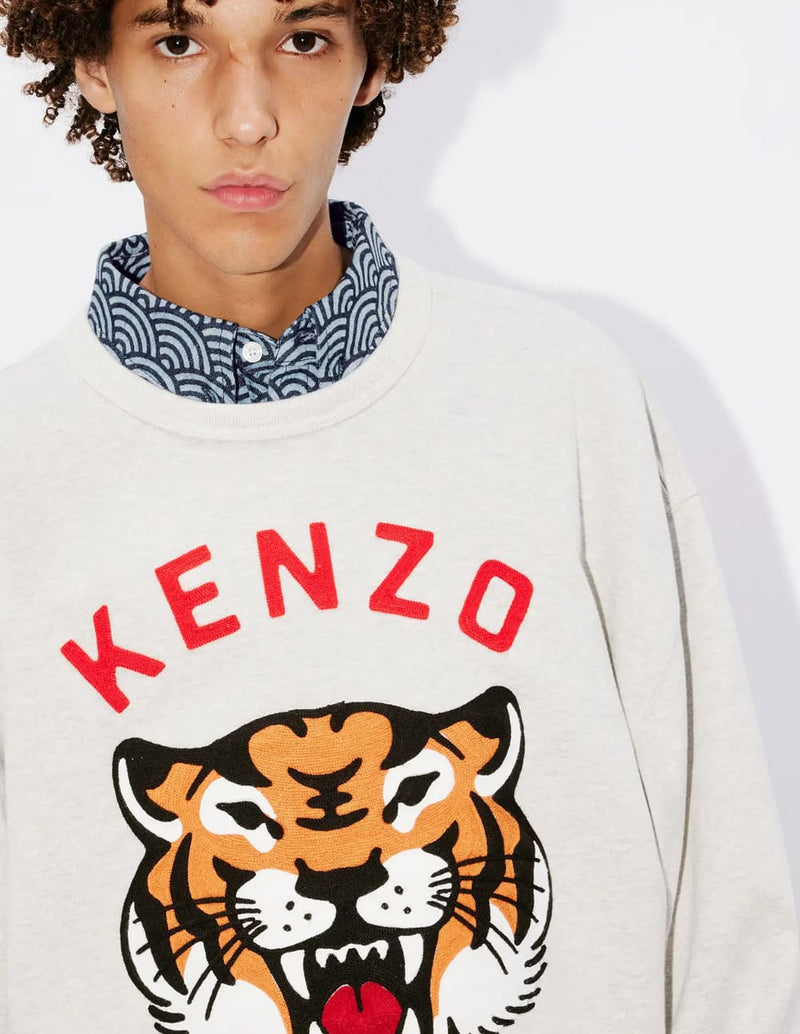 Sudadera Kenzo Lucky Tiger Bordada Oversize Gris Unisex