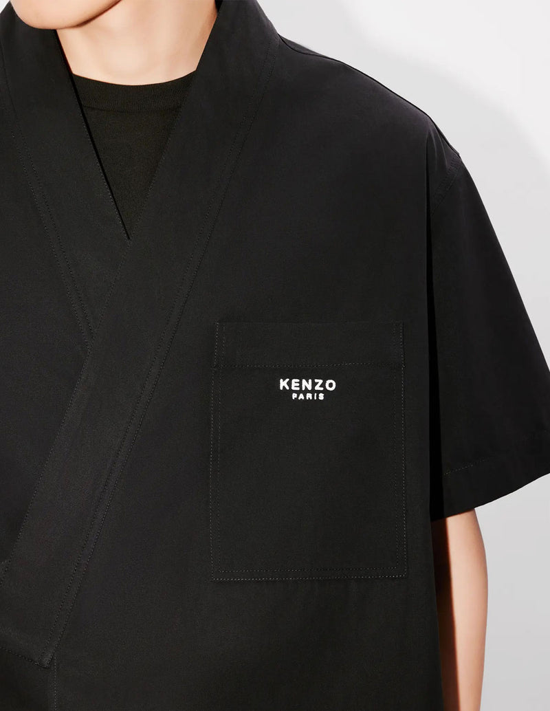 Camisa Kimono Kenzo Bordada Negra Hombre