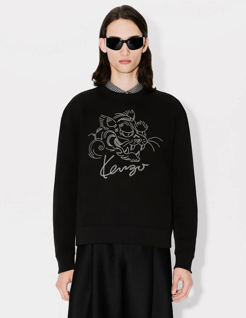 Sudadera Kenzo Bordada Kenzo Star Tiger Negra Hombre