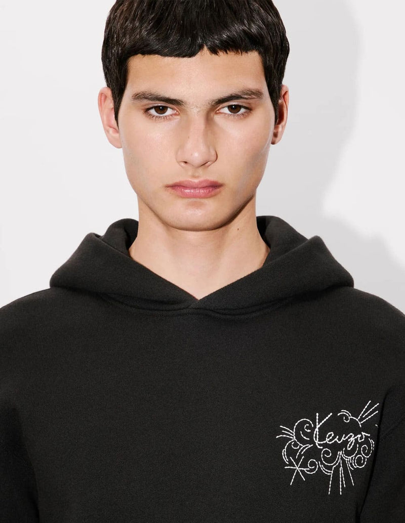 Sudadera con Capucha Kenzo Bordada Kenzo Star Tiger Negra Hombre