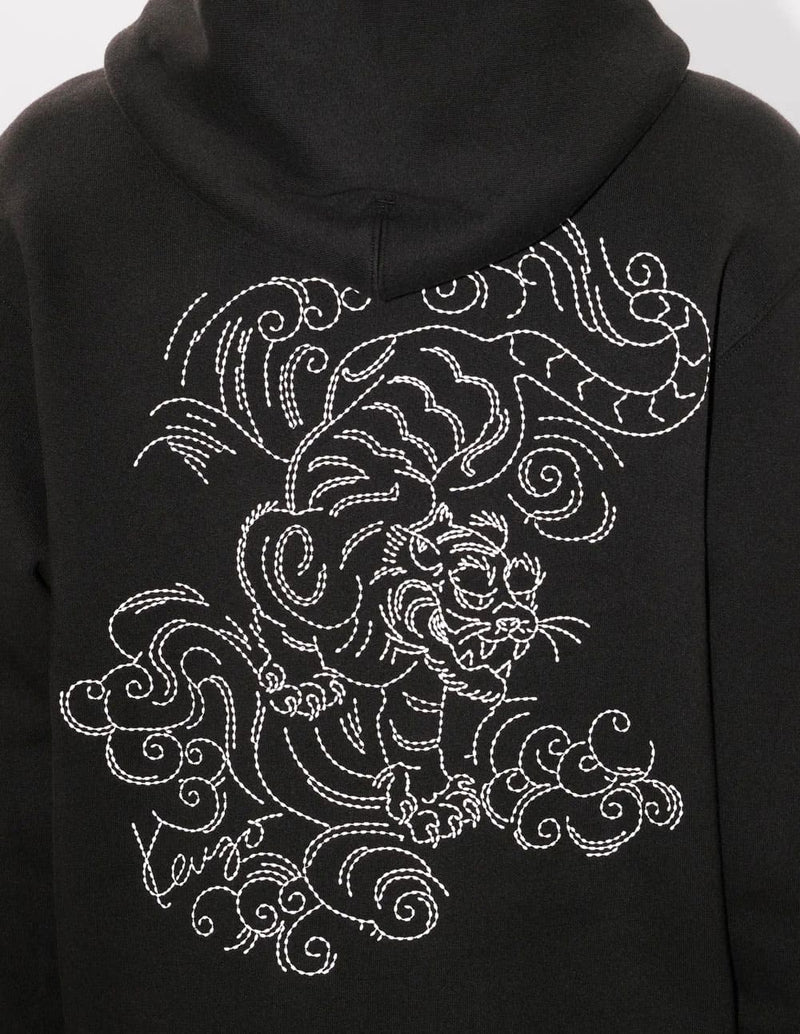 Sudadera con Capucha Kenzo Bordada Kenzo Star Tiger Negra Hombre