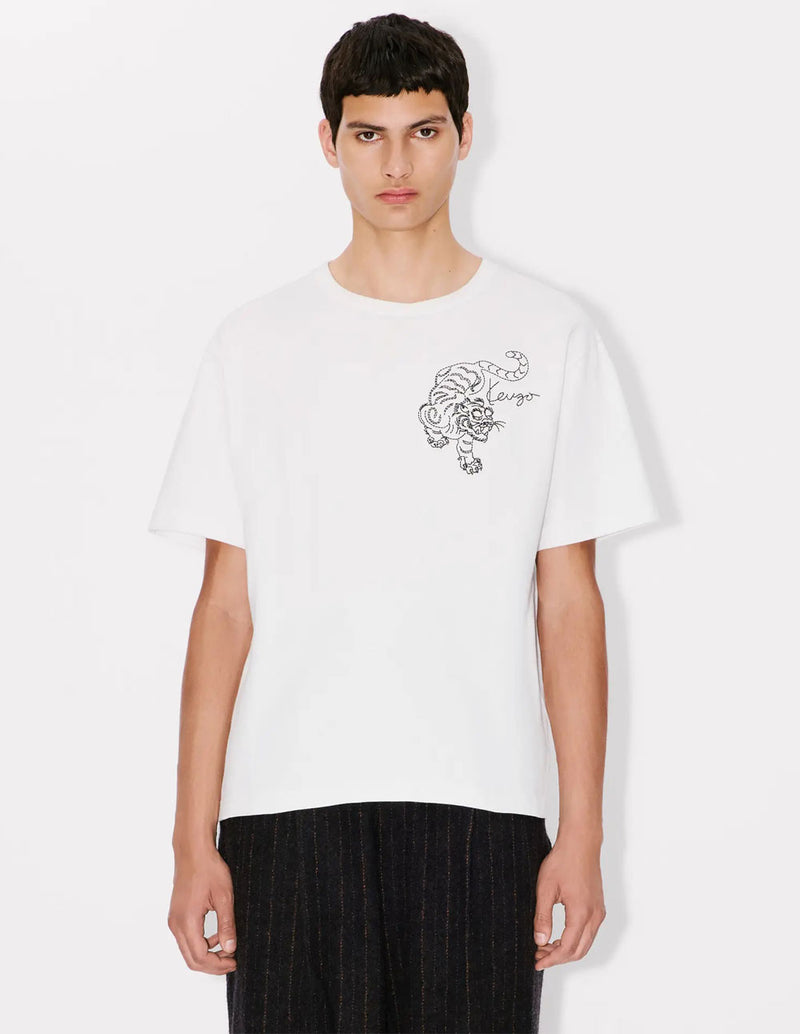 Camiseta Kenzo Oversized Kenzo Star Tiger Blanca Hombre