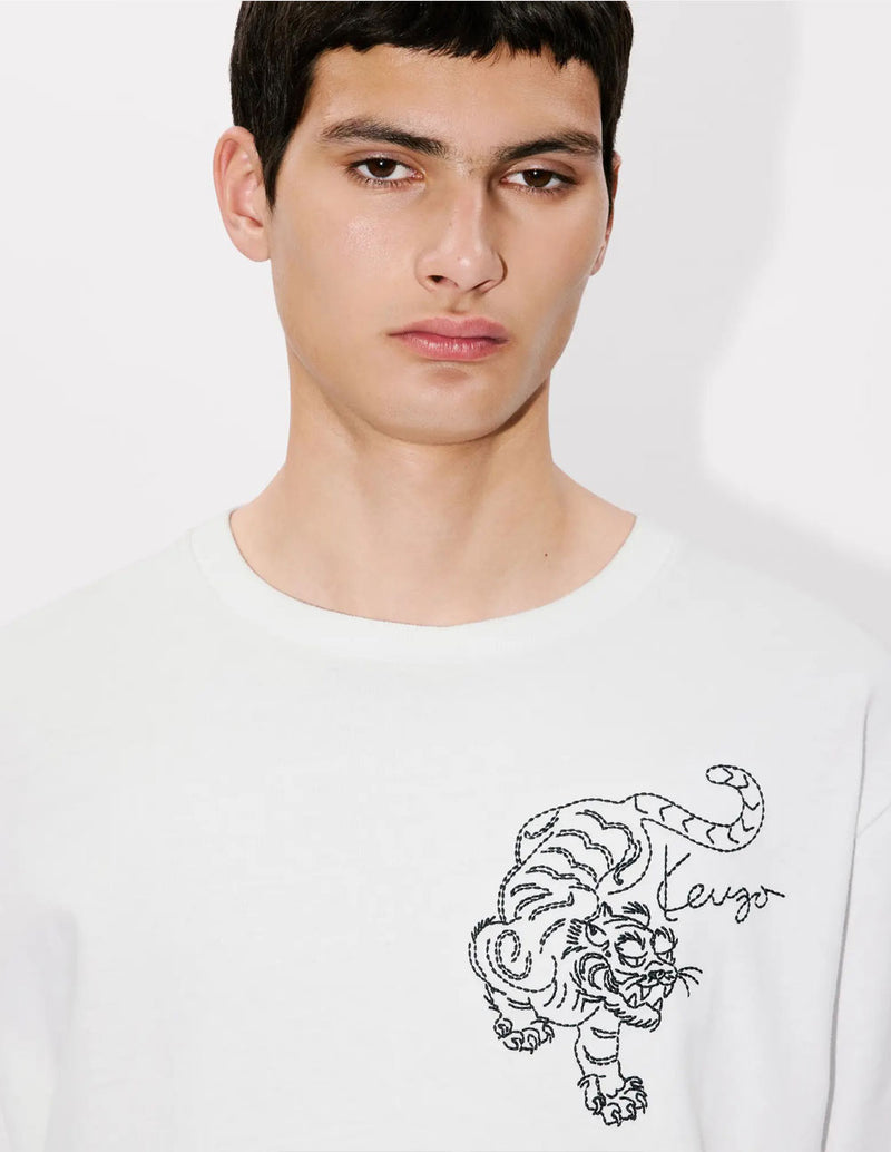 Camiseta Kenzo Oversized Kenzo Star Tiger Blanca Hombre