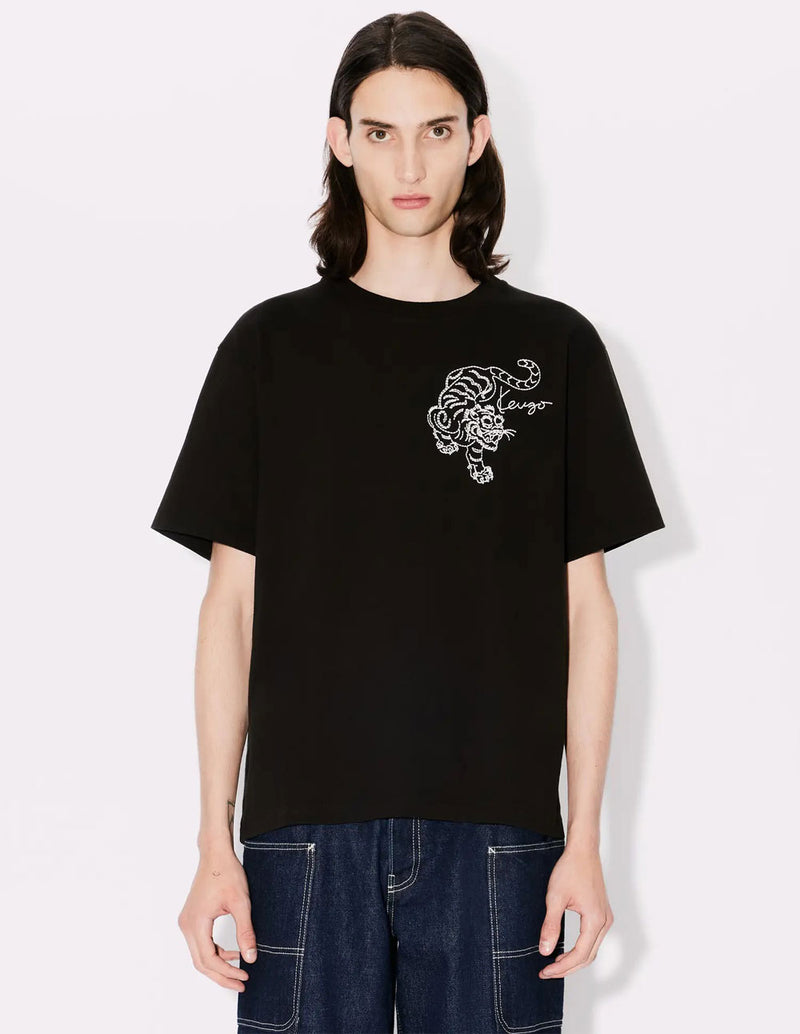 Camiseta Kenzo Oversized Kenzo Star Tiger Negra Hombre