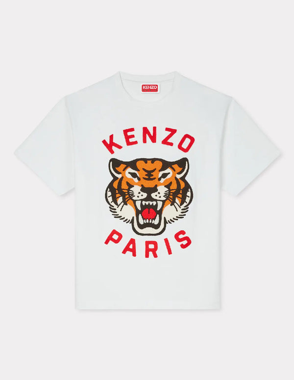 Camiseta Kenzo Oversized Bordada Lucky Tiger Blanca Unisex