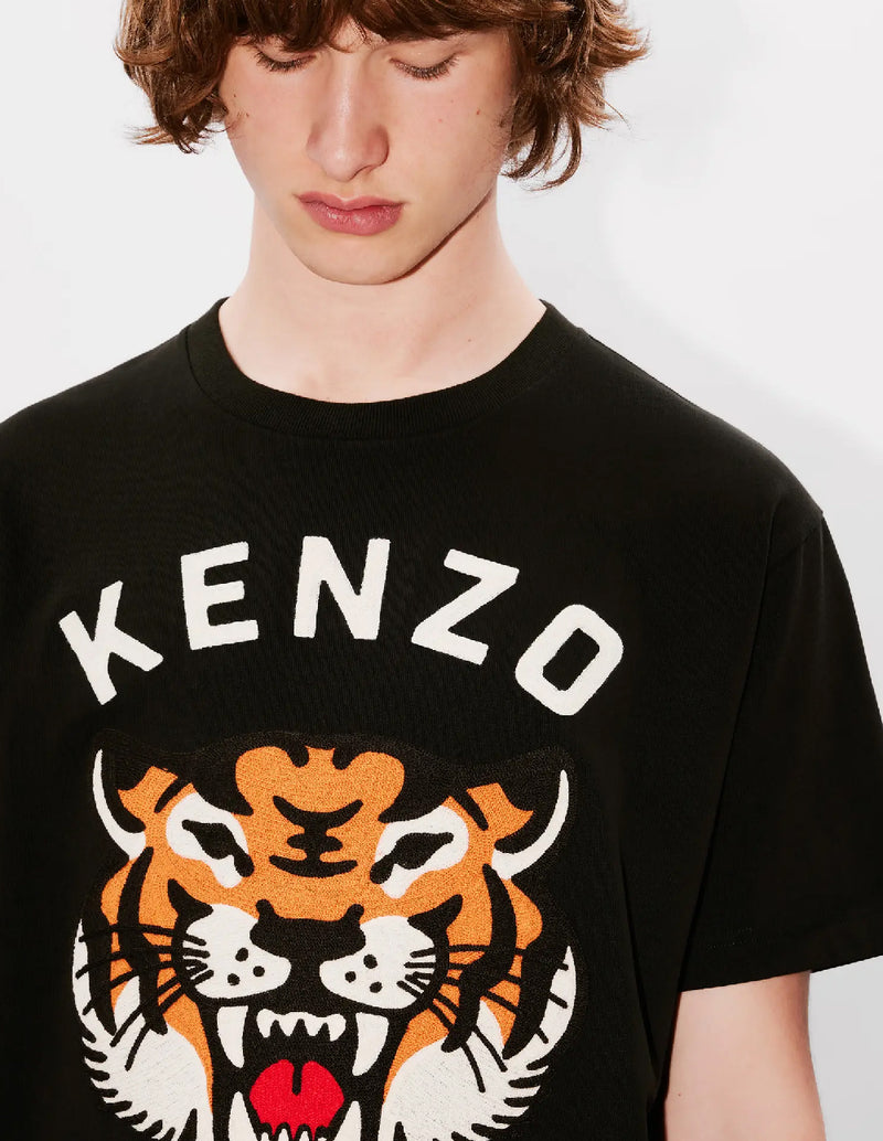 Camiseta Kenzo Oversized Bordada Lucky Tiger Negra Unisex