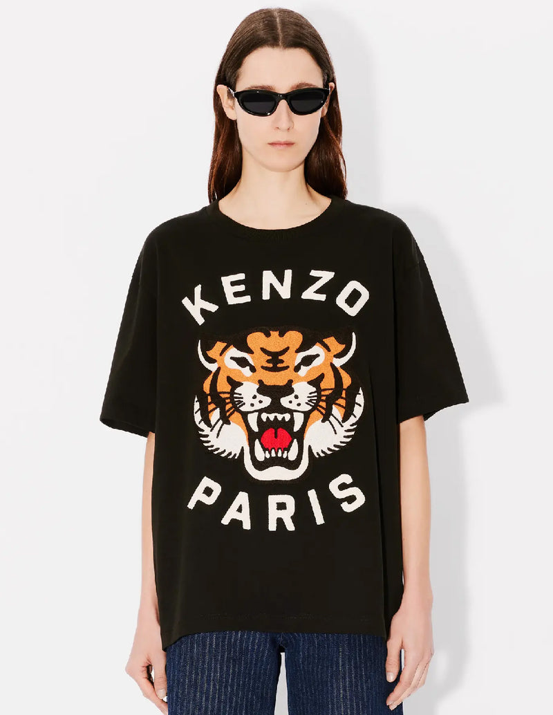 Camiseta Kenzo Oversized Bordada Lucky Tiger Negra Unisex