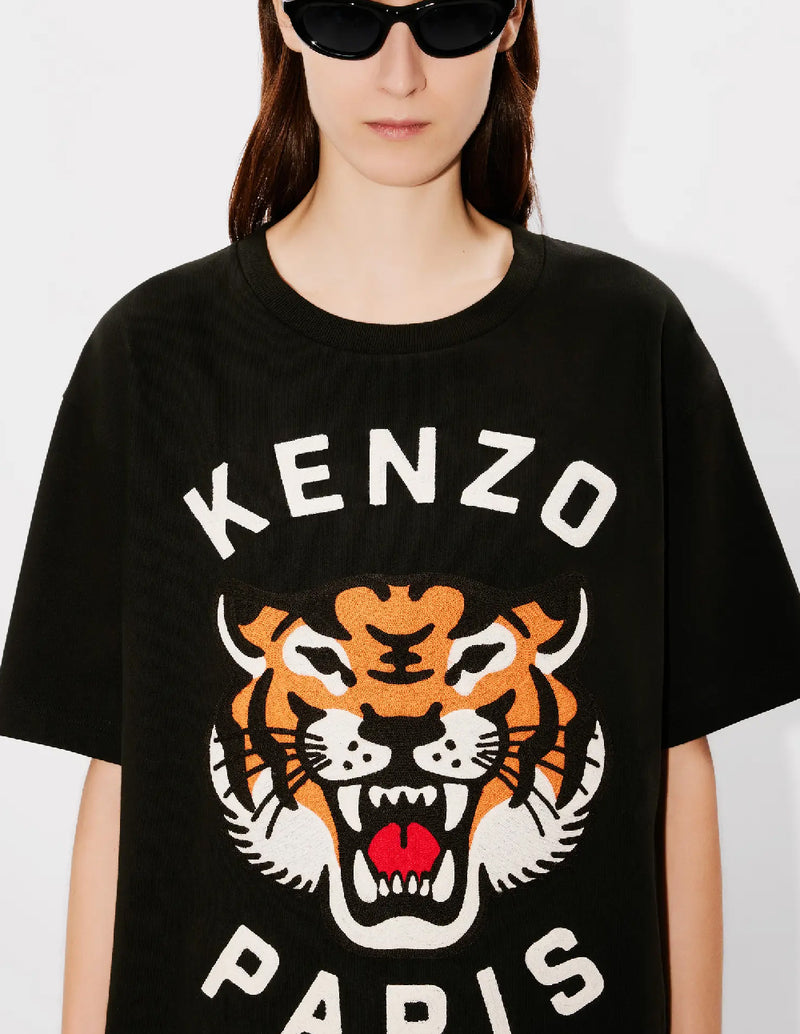 Camiseta Kenzo Oversized Bordada Lucky Tiger Negra Unisex