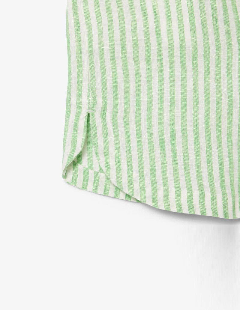 Pantalón Corto Lacoste de Lino con Rayas Verde Mujer
