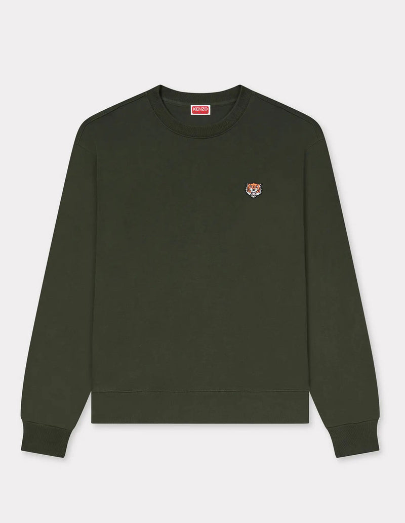 Sudadera Kenzo Happy Tiger Bordada Verde Hombre